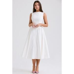 House of CB Cindy White Twill Midi Sundress